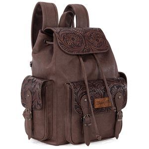 Wrangler Backpack Purse Men Western Backpack Floral Tooled Travel o_o